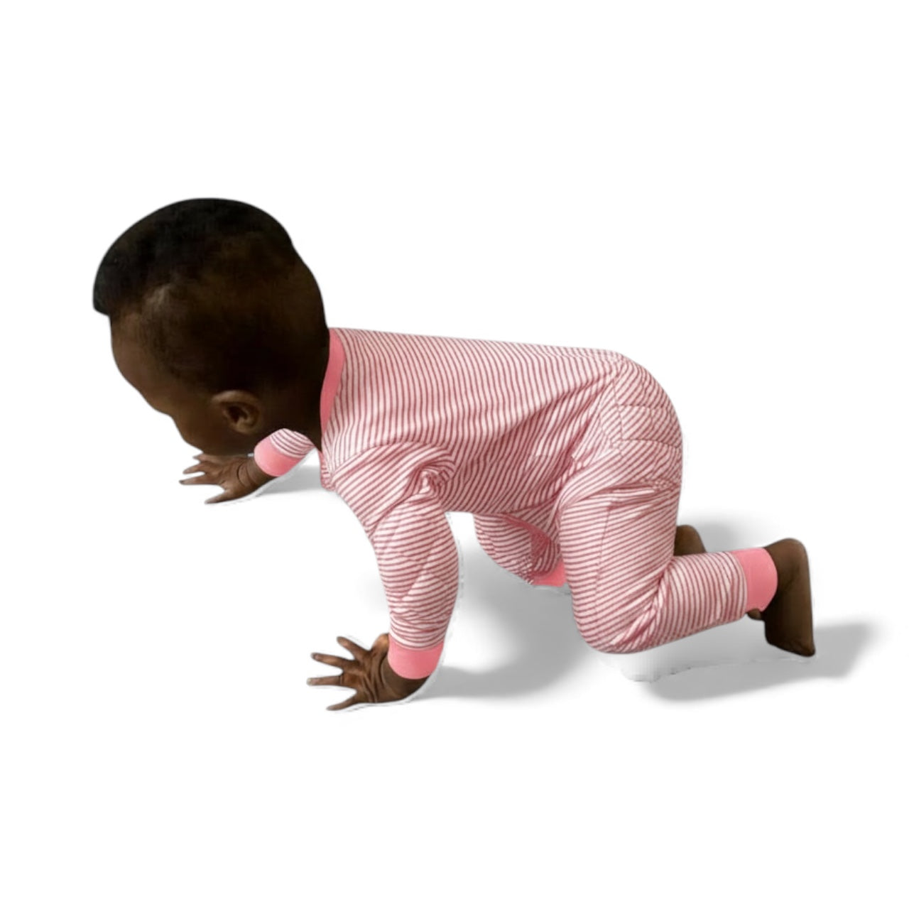 ComfyCrawlers Padded Onesie – Striped Pink
