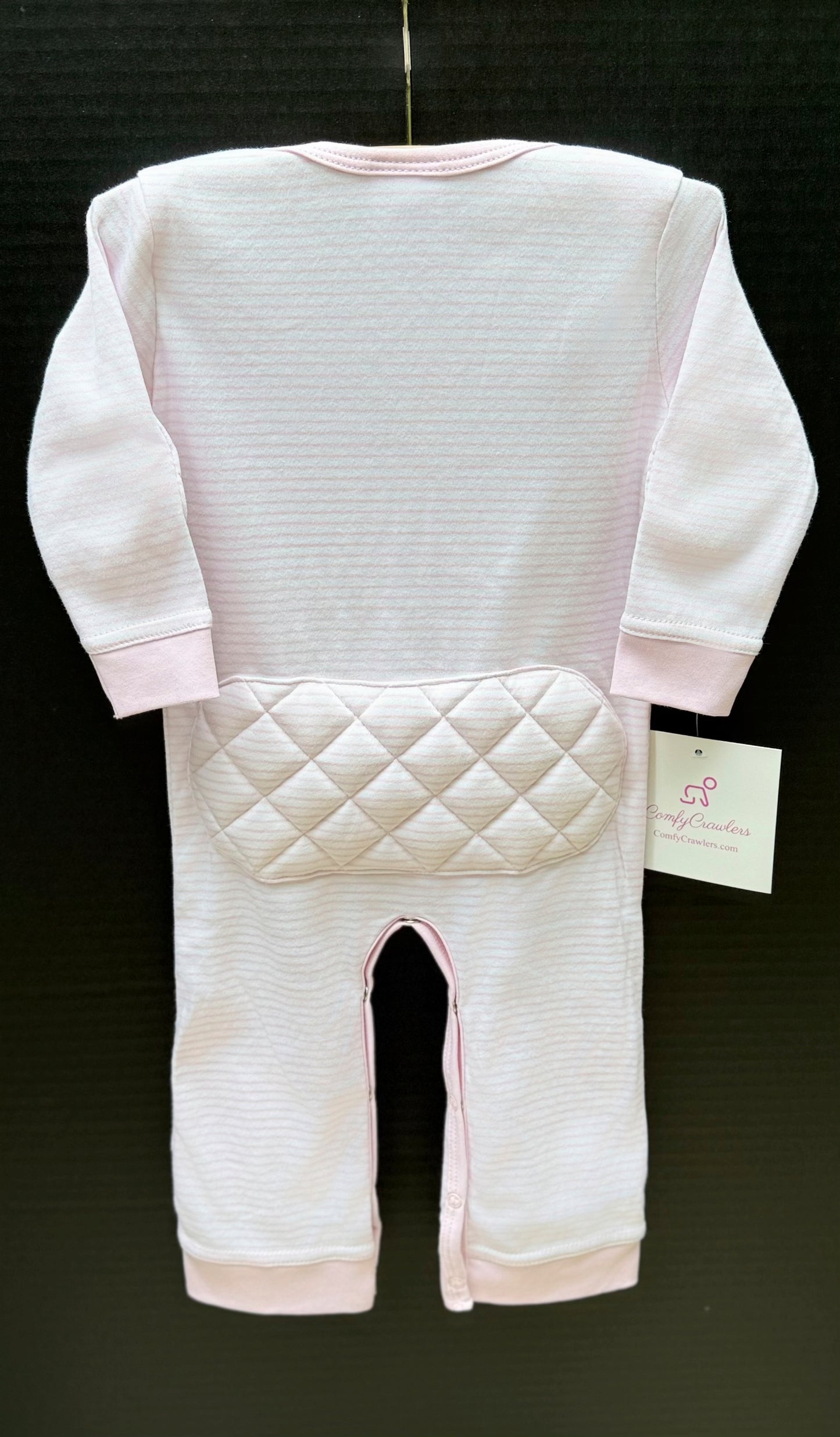 ComfyCrawlers Padded Onesie – Striped Pink