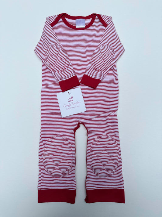 ComfyCrawlers Padded Onesie – Striped Red
