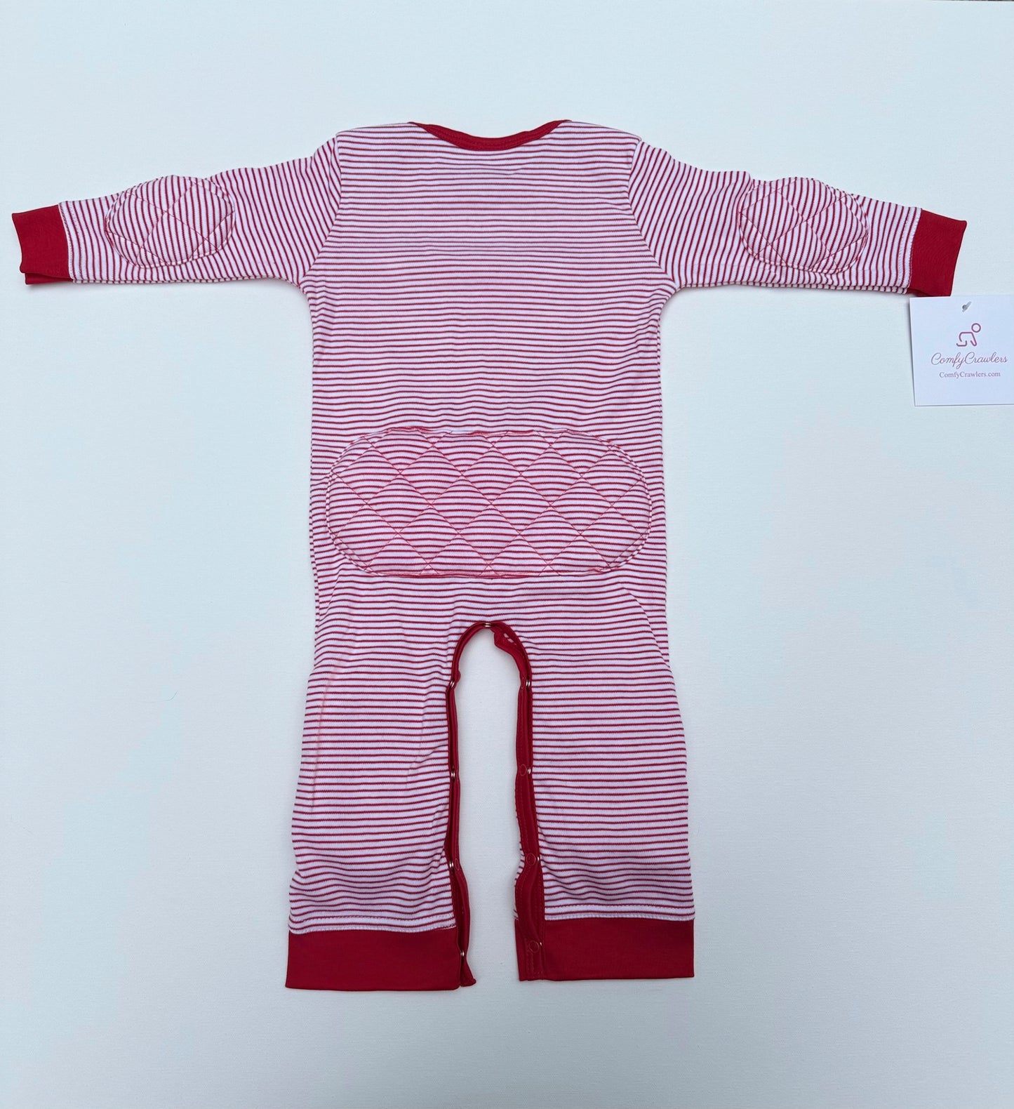 ComfyCrawlers Padded Onesie – Striped Red