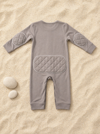 Organic Baby Crawling Onesie with Knee Pads | Grey | ComfyCrawlers