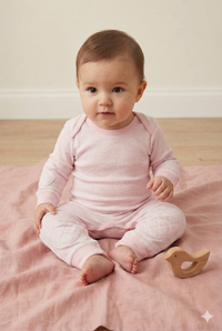 Organic Baby Crawling Onesie with Knee Pads | Pink | ComfyCrawlers