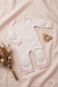 Organic Baby Crawling Onesie with Knee Pads | Pink | ComfyCrawlers